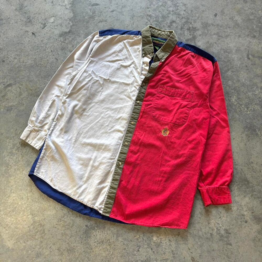 90s Western Style Color Block Button Up Shirt - image 1